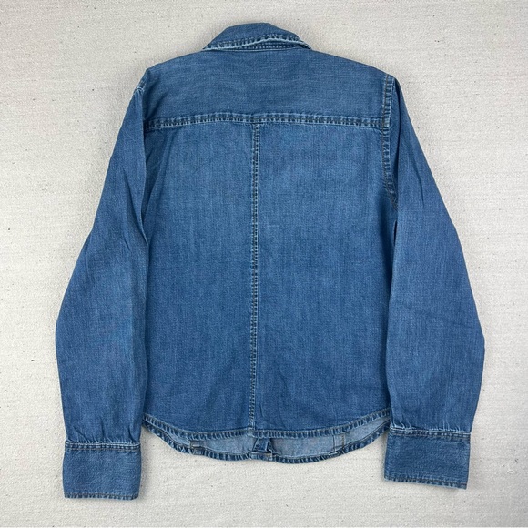 J. Crew denim button down blue jean shirt size medium - Picture 3 of 5